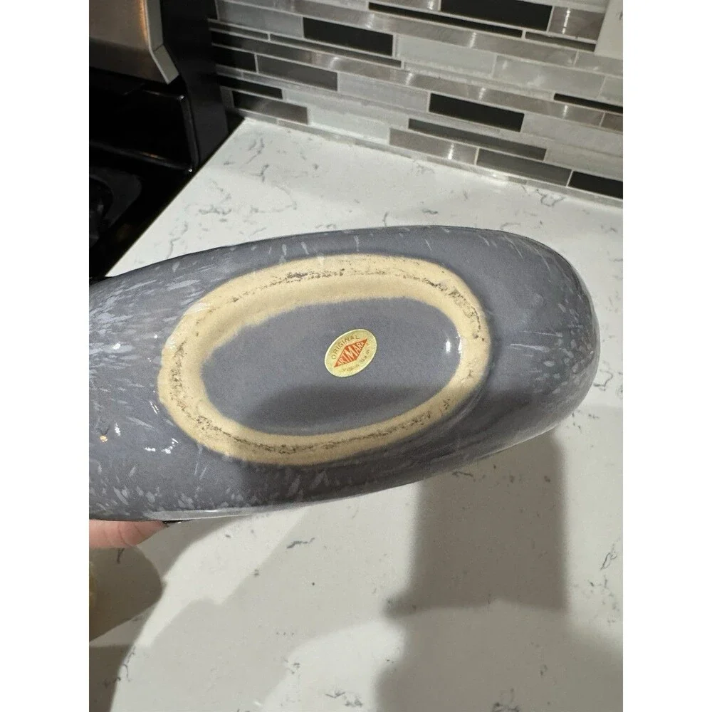 Vintage Vase Art Deco Splatter Ceramic Gray Home Decor